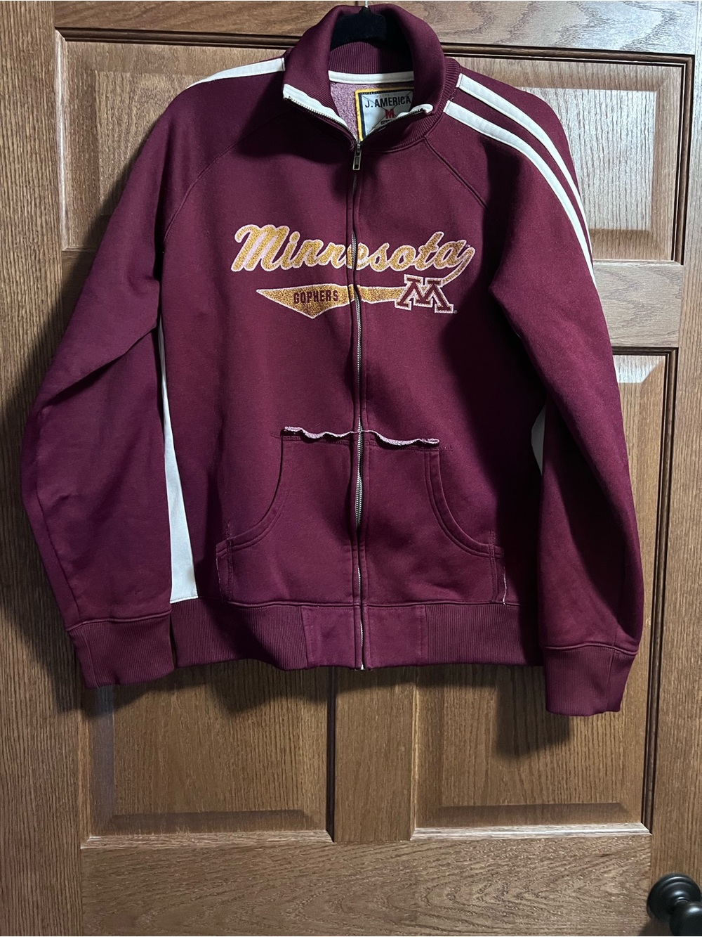 J. America Maroon & White Minnesota Gophers Zip-Up track jacket